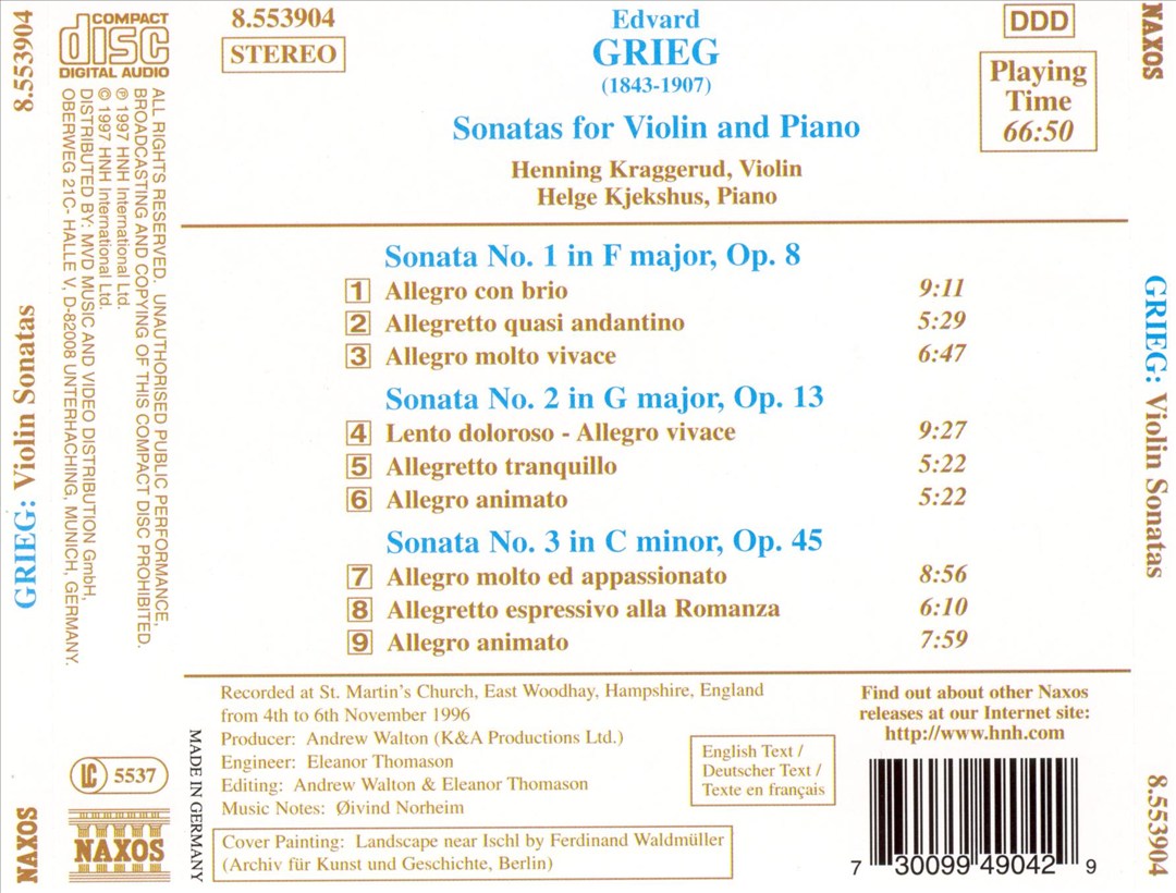 Grieg: Violin Sonatas Nos. 1-3 cover art