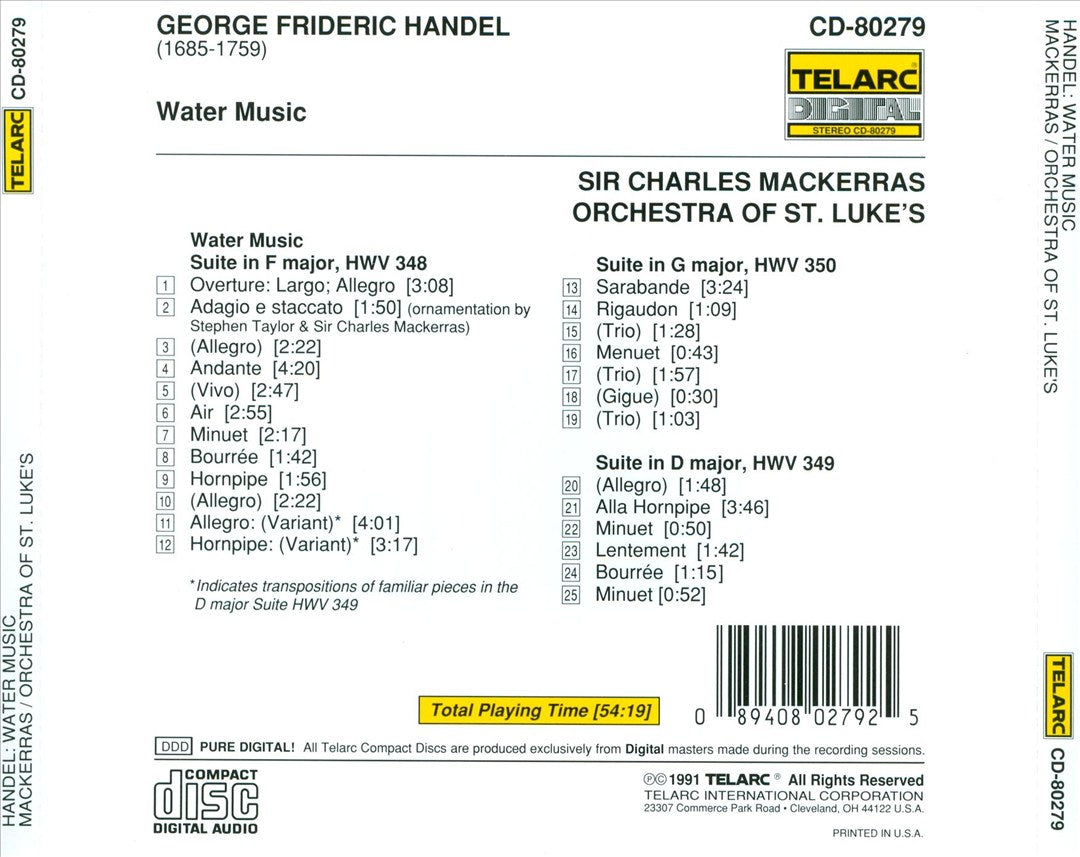 Handel: Water Music cover art