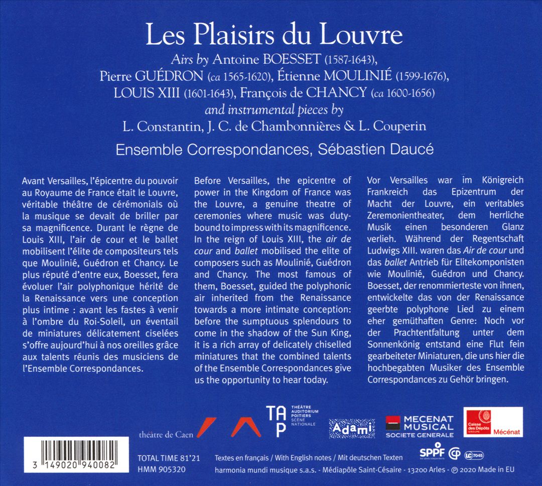 Plaisirs du Louvre: Airs pour la Chambre de Louis XIII cover art