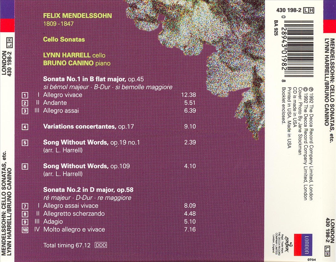 Mendelssohn: Cello Sonatas; Variations concertantes; 2 Lieder ohne Worte cover art