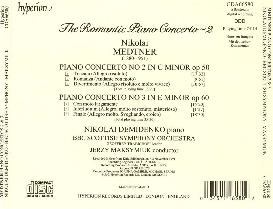Medtner: Piano Concerto No. 2; Piano Concerto No. 3 cover art