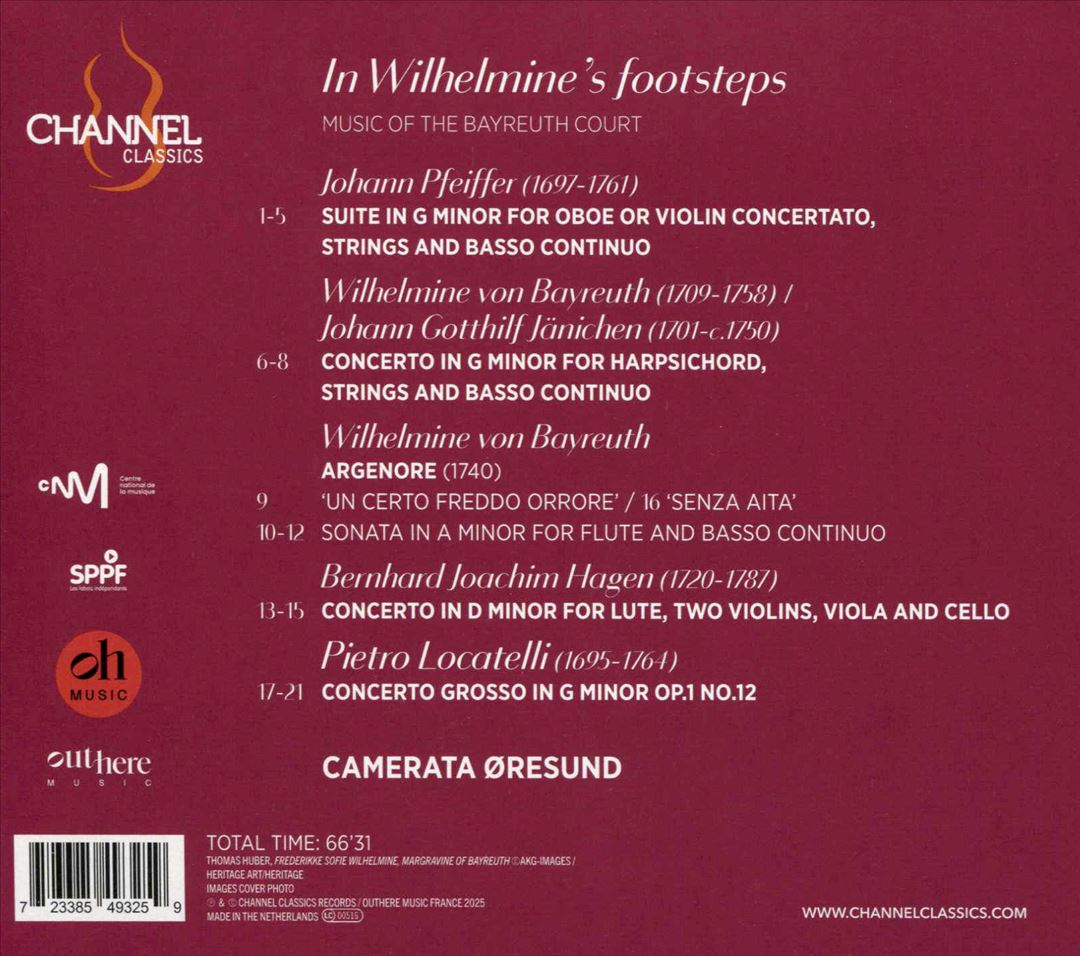 In Wilhelmine's footsteps: Music of the Bayreuth Court cover art