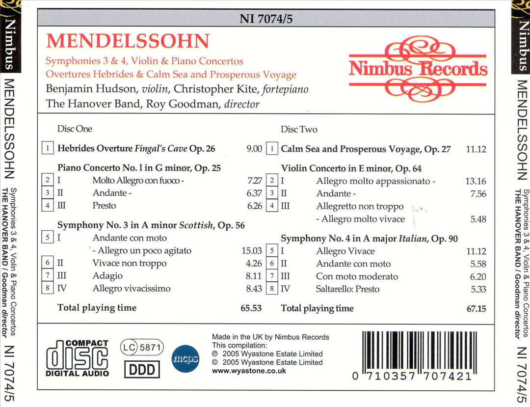 Mendelssohn: Scottish & Italian Symphonies; Violin Concerto; Piano Concerto No. 1; Etc. cover art