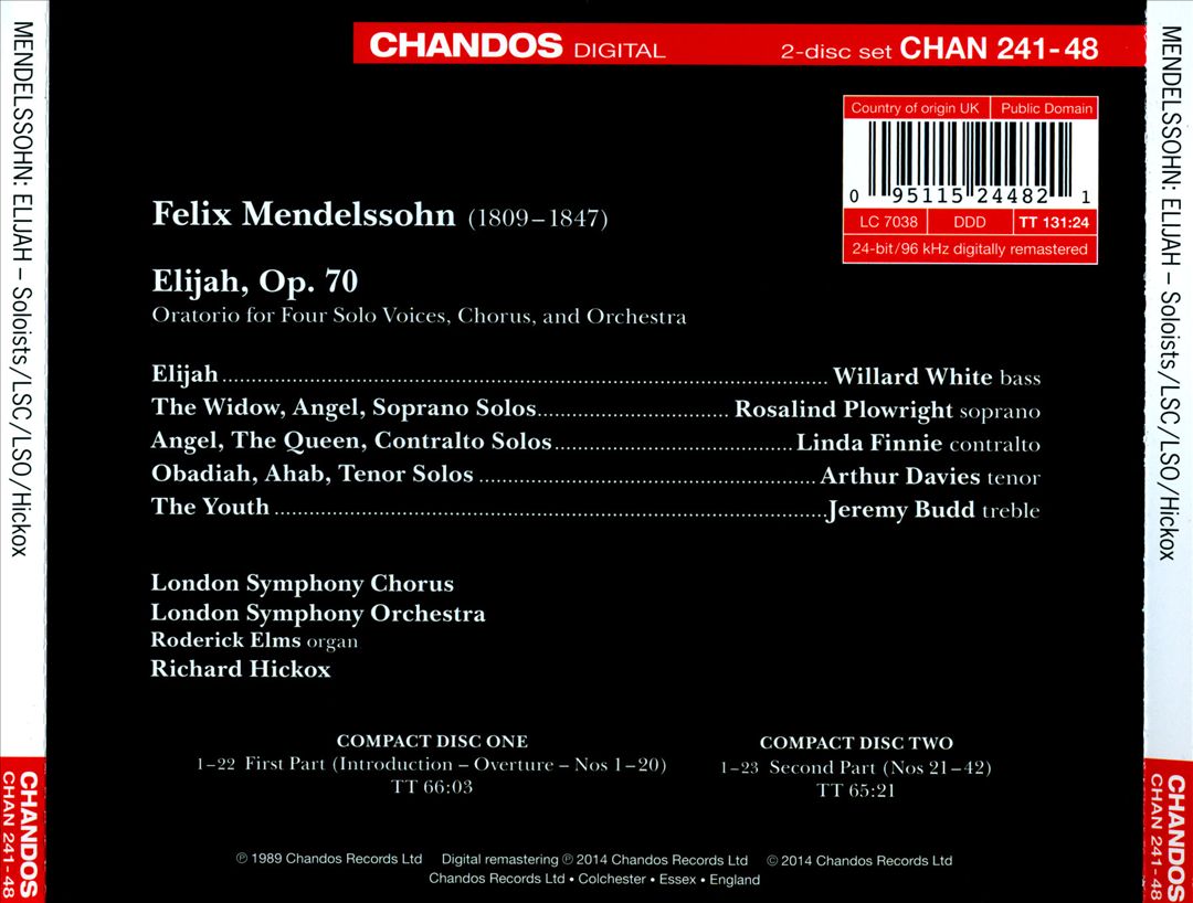 Mendelssohn: Elijah cover art