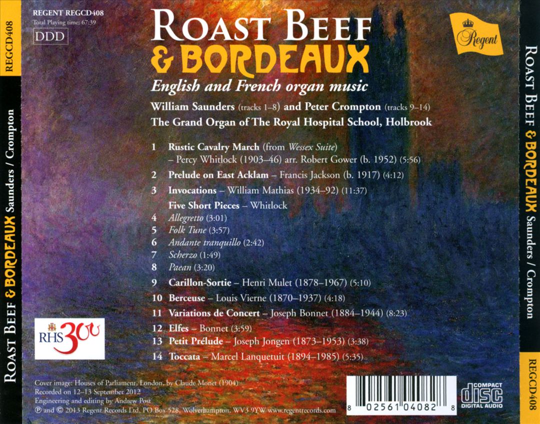 Roast Beef & Bordeaux: English and French Organ Music cover art