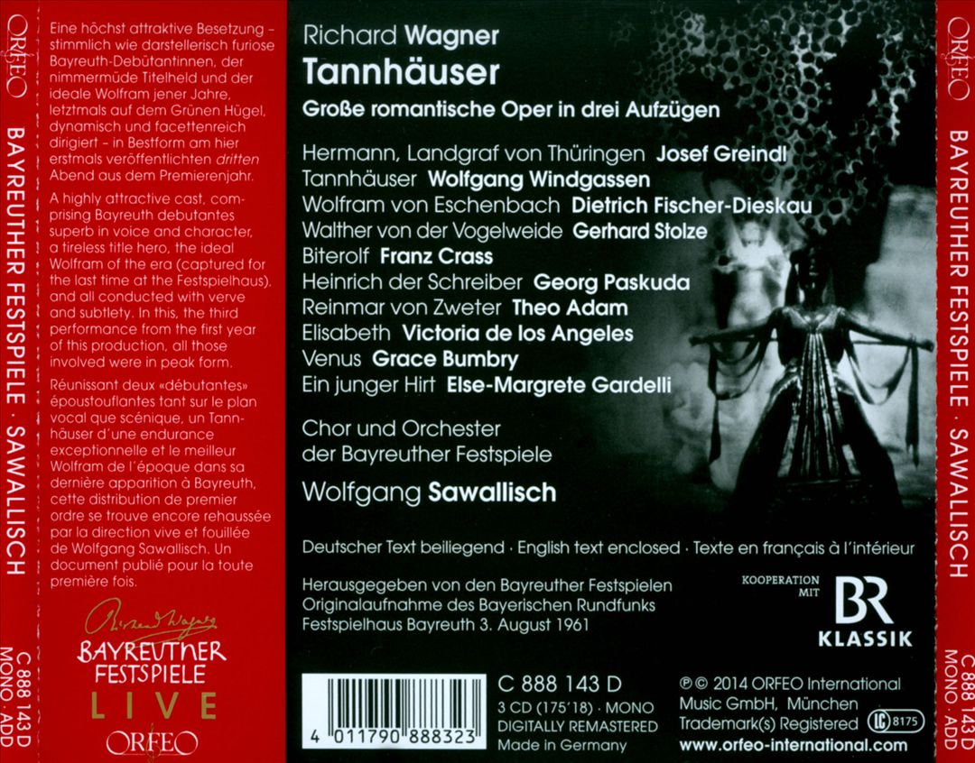 Wagner: Tannhäuser (3 August 1961) cover art
