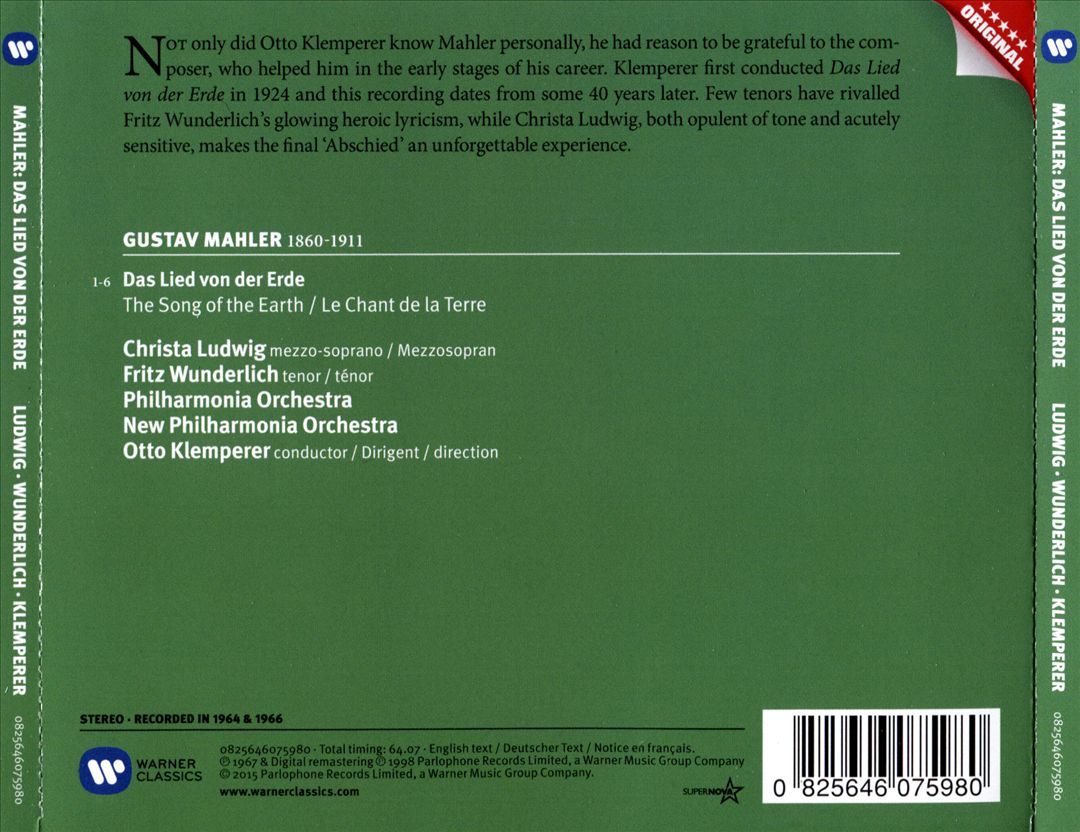 Mahler: Das Lied von der Erde cover art