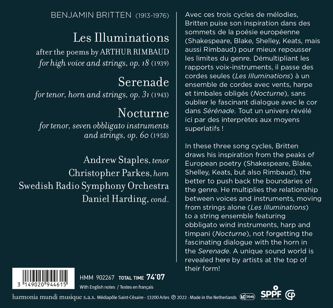 Britten: Les Illuminations; Serenade; Nocturne cover art