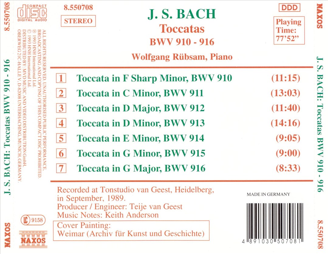 J.S. Bach: Toccatas BWV 910-916 cover art