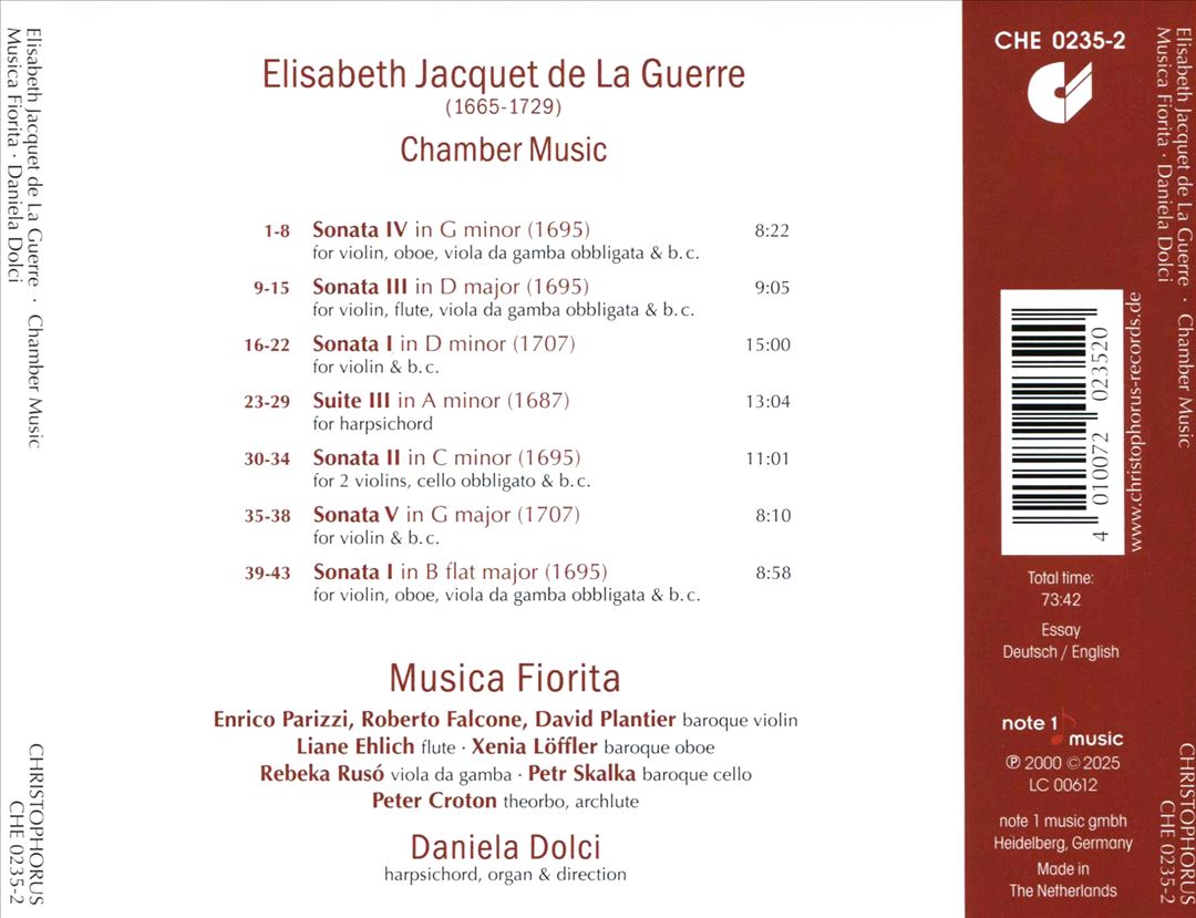 Elisabeth Jacquet de la Guerre: Chamber Music cover art