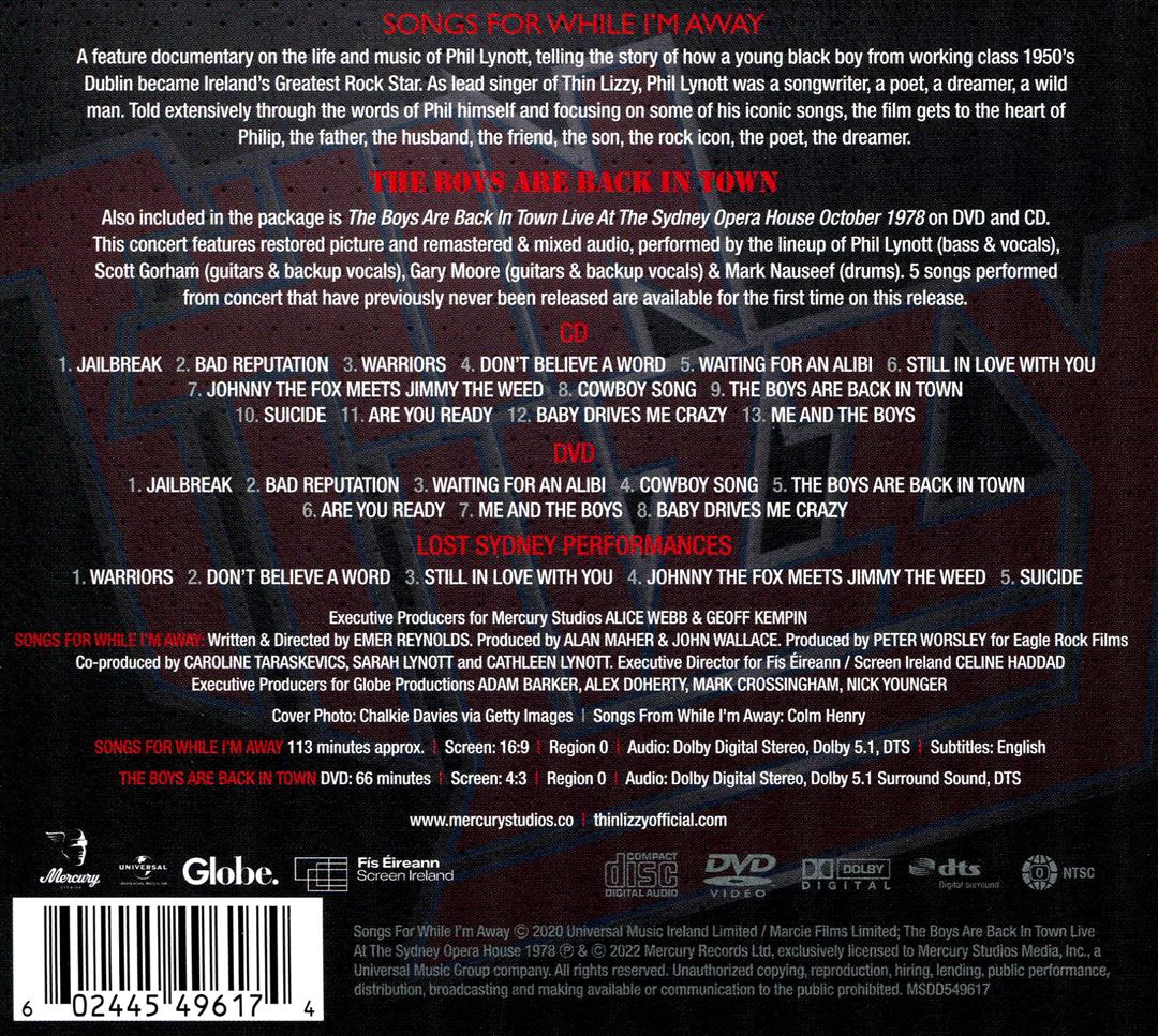 Boys Are Back in Town Live at the Sydney Opera House October 1978/Songs for While I'm Away cover art