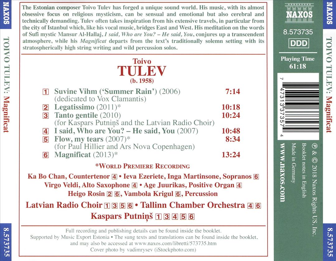 Toivo Tulev: Magnificat cover art