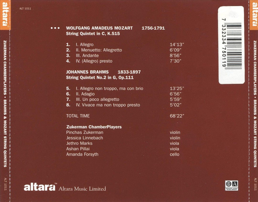 Brahms, Mozart: String Quintets cover art
