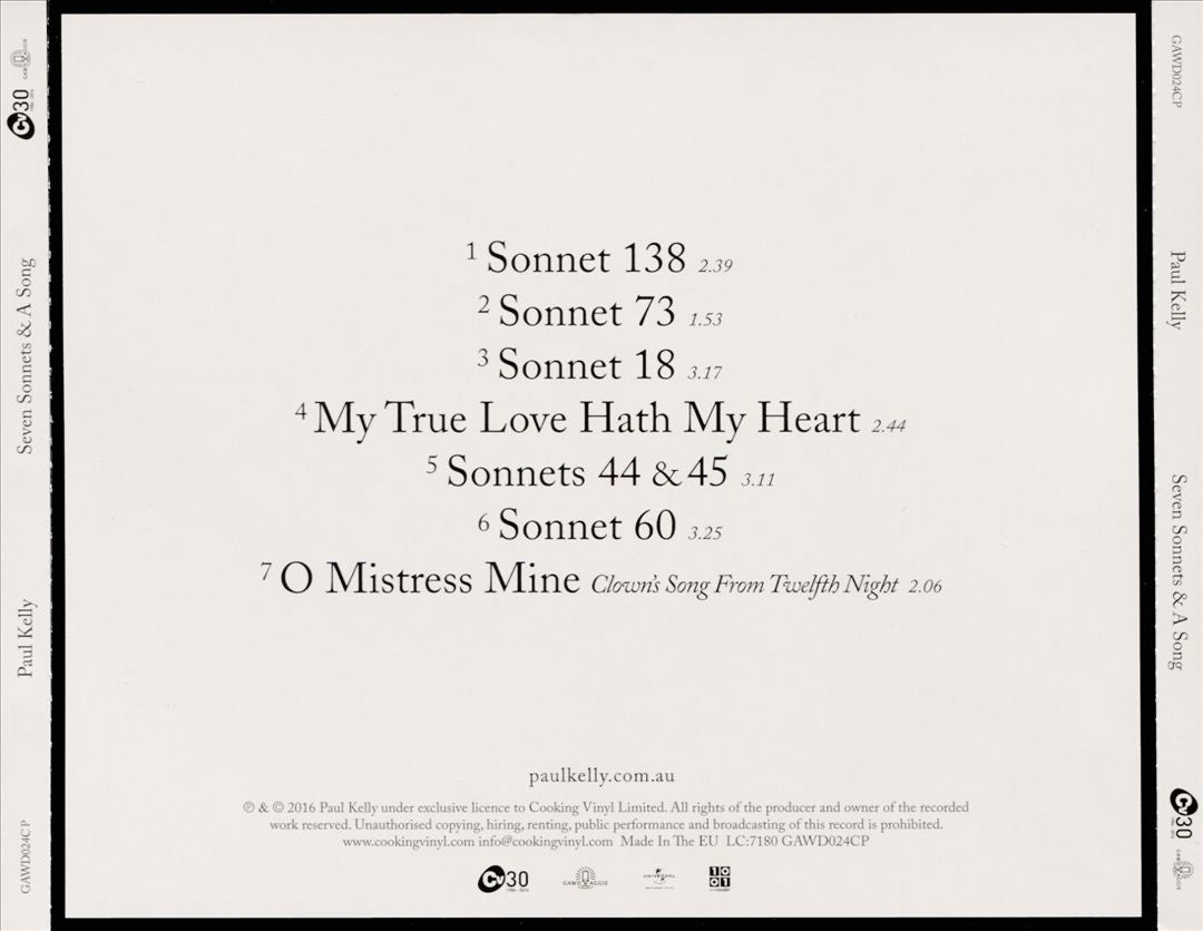 Seven Sonnets & A Song cover art
