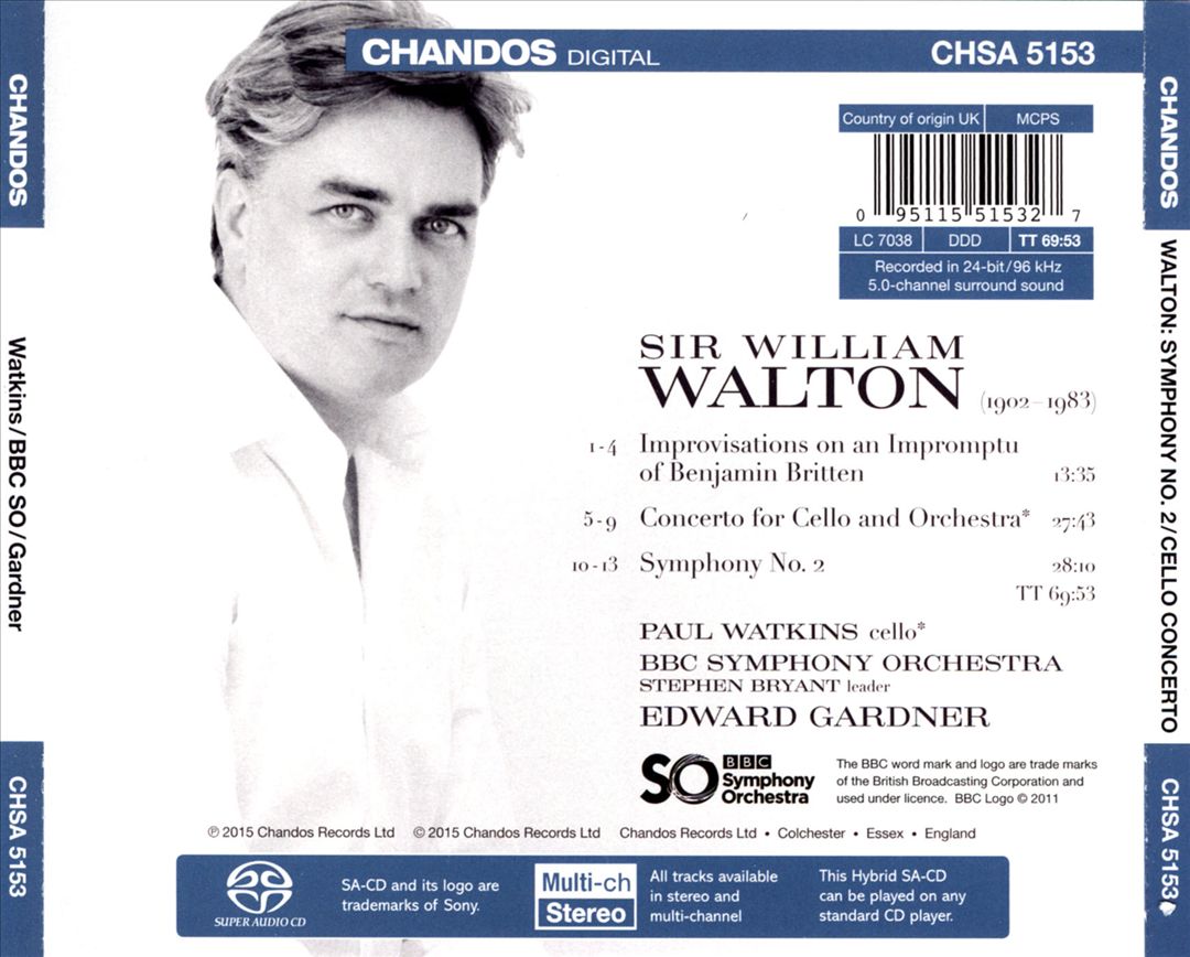 Walton: Symphony No. 2; Cello Concerto; Improvisations on an Impromptu of Benjamin Britten cover art