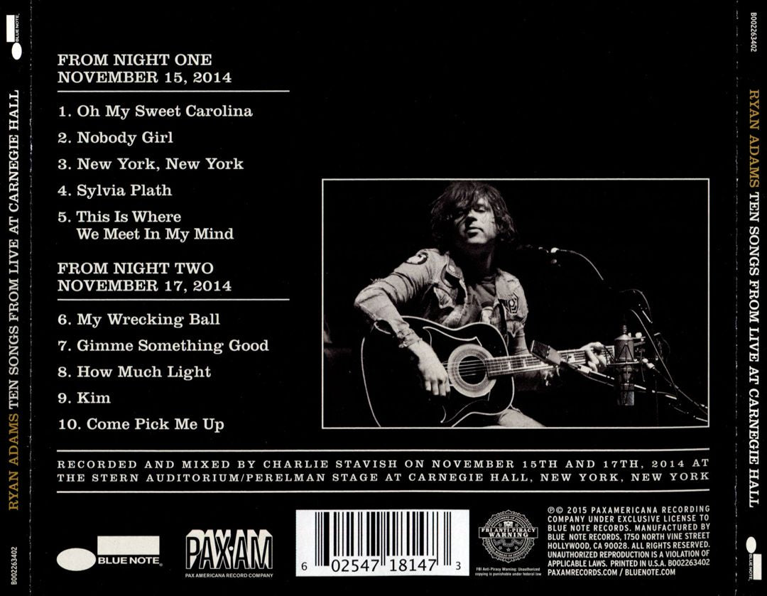 Ten Songs from Live at Carnegie Hall cover art