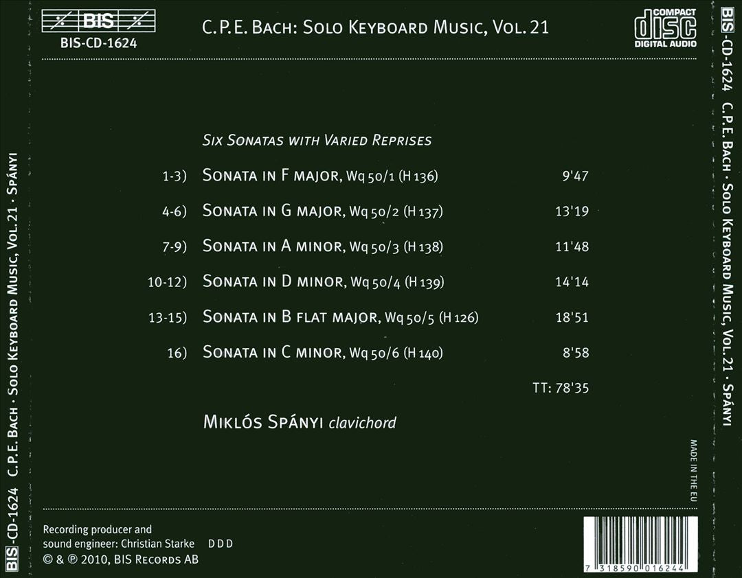 C.P.E. Bach: The Solo Keyboard Music, Vol. 21 cover art