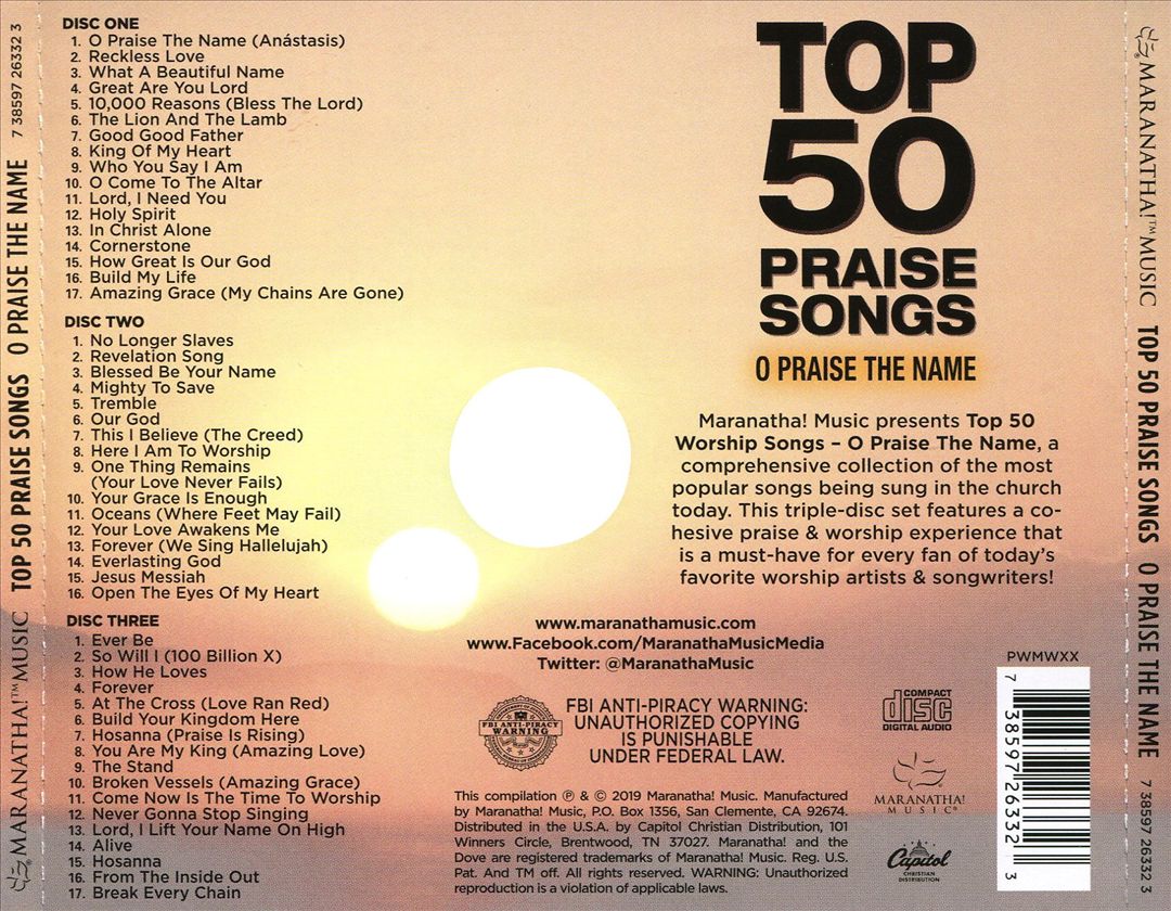 Top 50 Praise Songs: O Praise the Name cover art