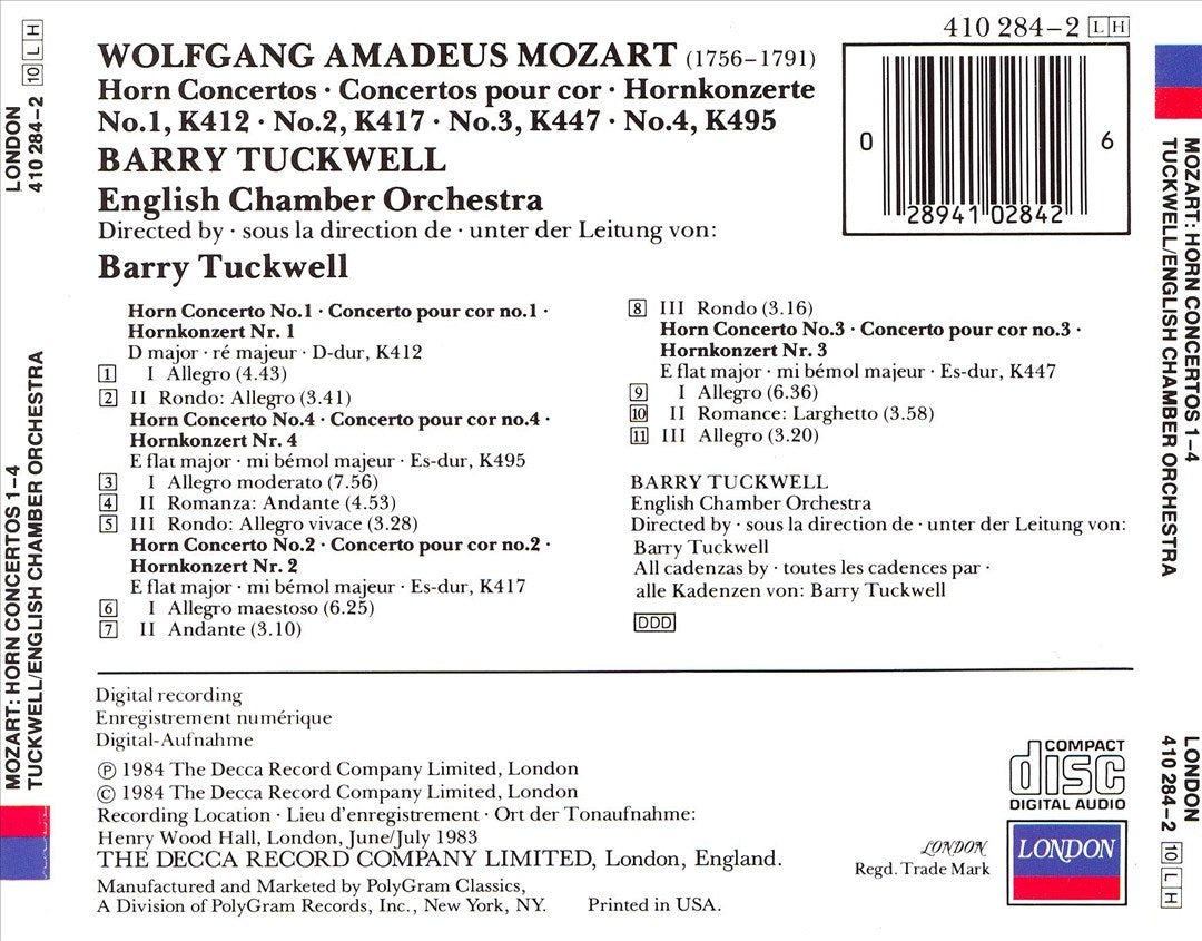 Mozart: Horn Concertos Nos. 1-4 cover art