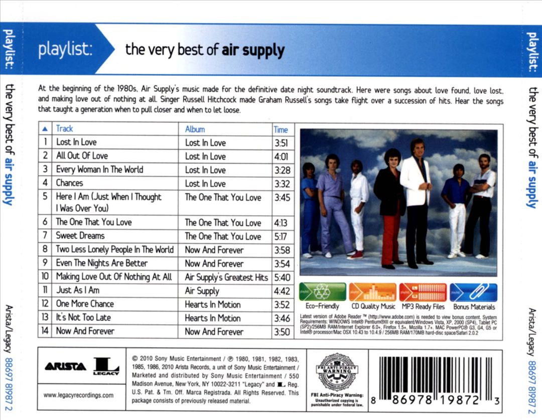 Playlist: The Very Best of Air Supply cover art