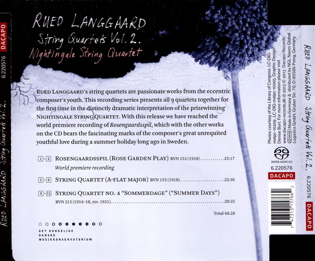 Rued Langgaard: String Quartets, Vol. 2 cover art