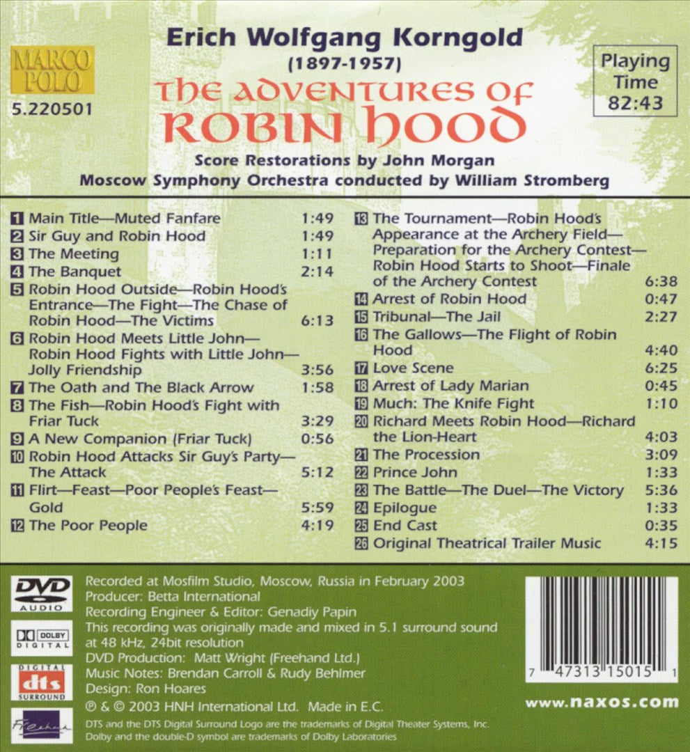 Erich Wolfgang Korngold: The Adventures of Robin Hood cover art