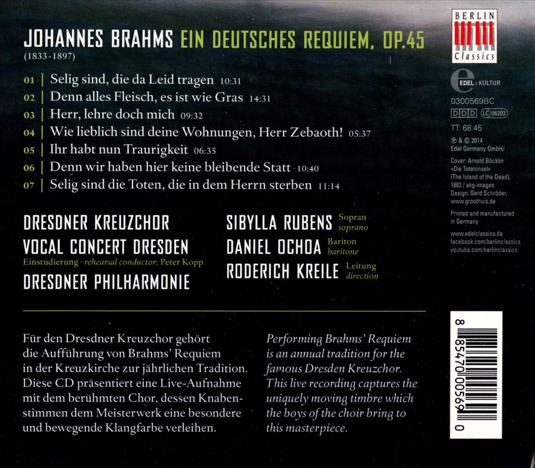 Johannes Brahms: Ein Deutsches Requiem cover art