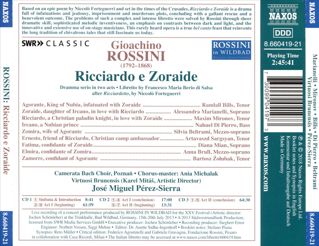 Rossini: Ricciardo e Zoraide cover art