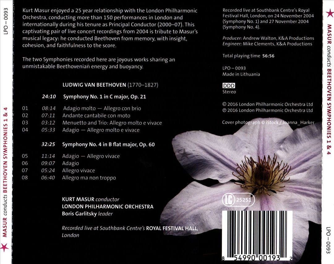 Beethoven: Symphonies Nos. 1 & 4 cover art