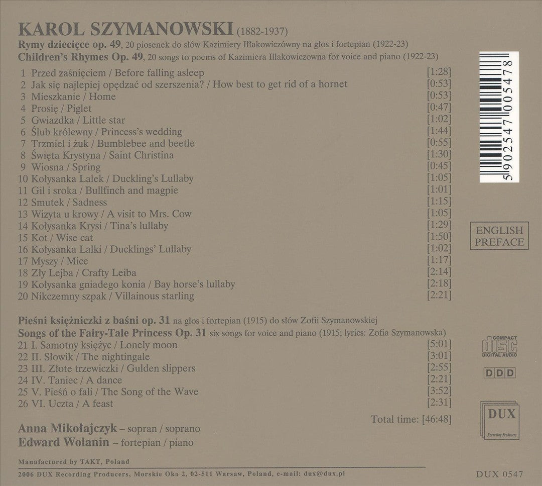 Szymanowski: Songs, Opp. 31 & 49 cover art