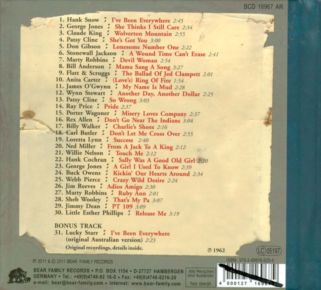 Dim Lights, Thick Smoke and Hillbilly Music: 1962 cover art