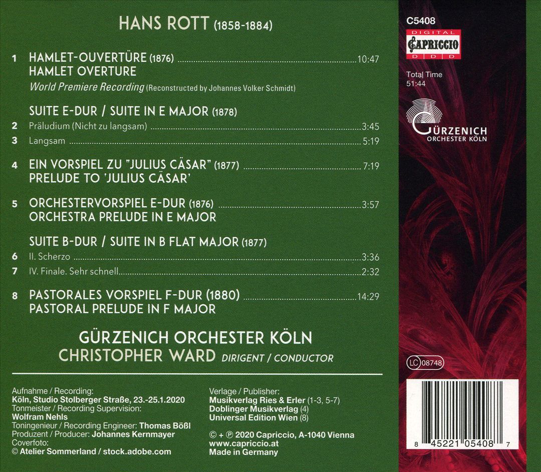 Hans Rott: Orchestral Works, Vol. 1 cover art