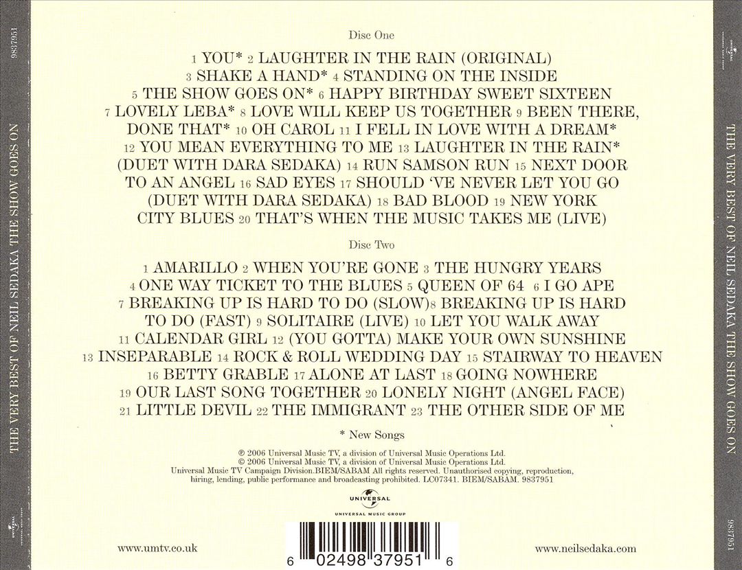 Show Goes On: The Very Best of Neil Sedaka cover art
