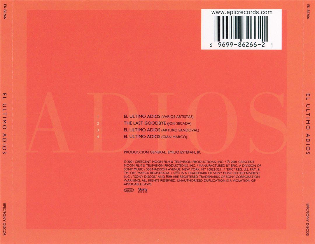 Ultimo Adios (The Last Goodbye) cover art