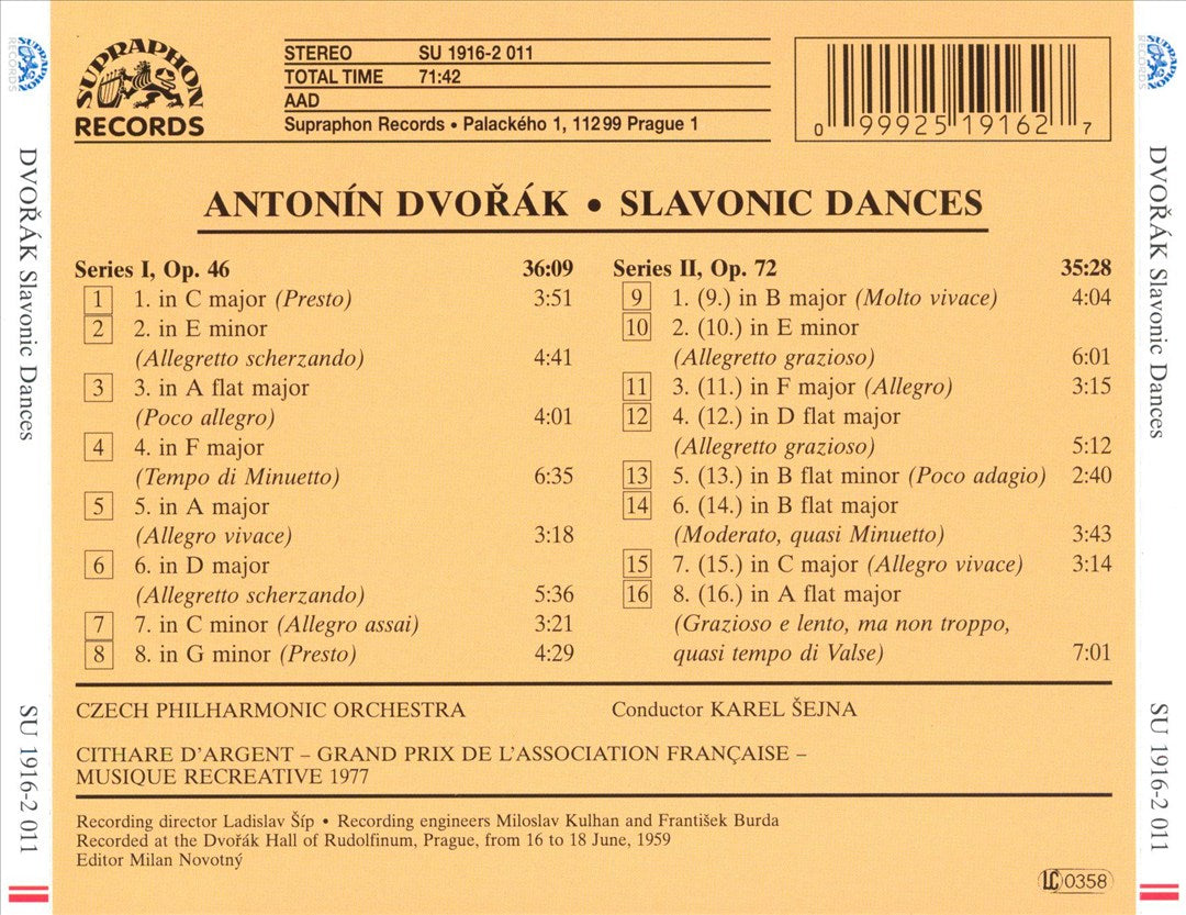 Dvorák: Slavonic Dances cover art