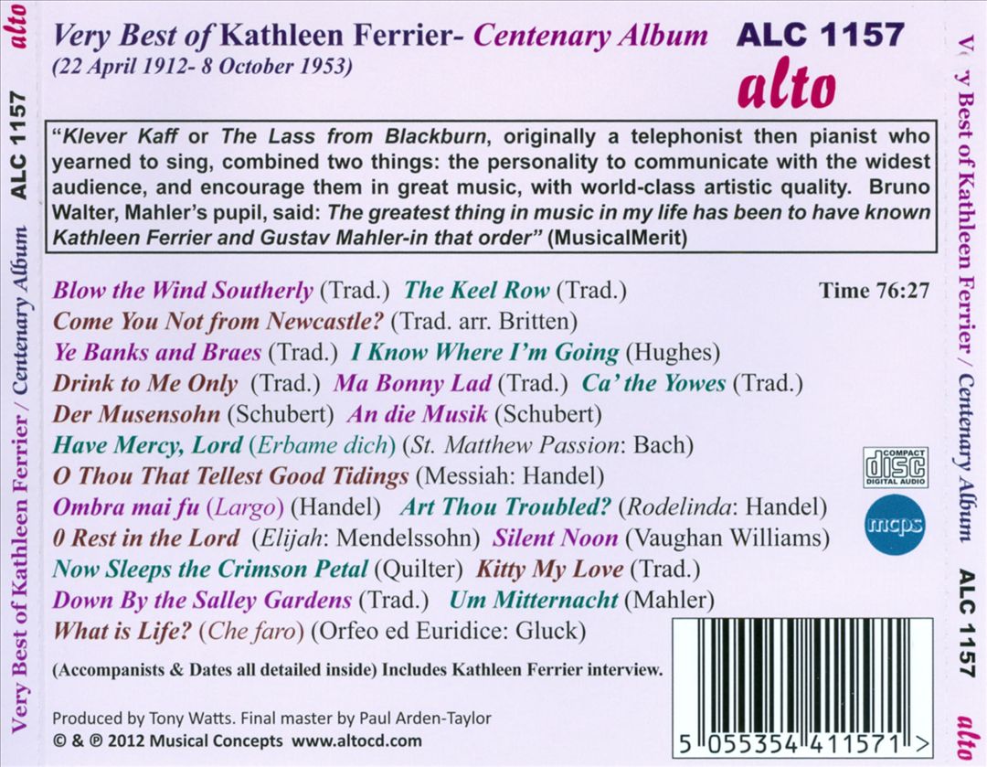 Very Best of Kathleen Ferrier: Centenary Collection cover art
