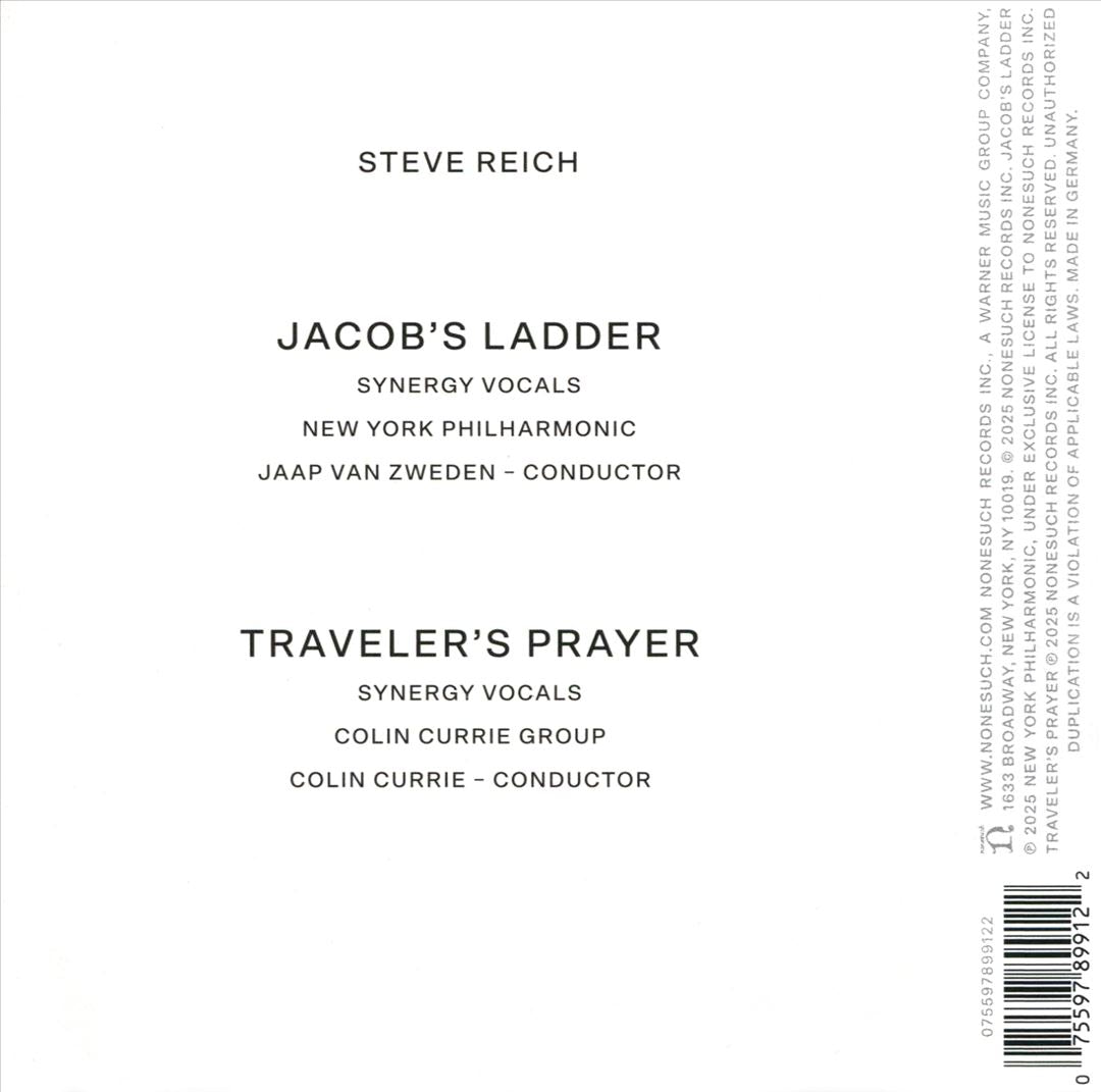 Steve Reich: Jacob's Ladder; Traveler's Prayer cover art