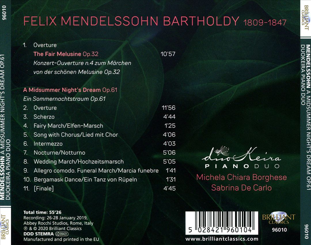 Mendelssohn: A Midsummernight's Dream Op. 61; Overture The Fair Melisande Op. 32 cover art