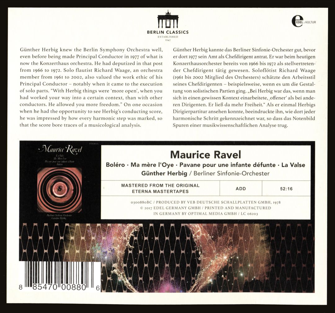 Ravel: Ma Mere L'Oye; Pavane Pour une Infante Defunte; Bolero cover art