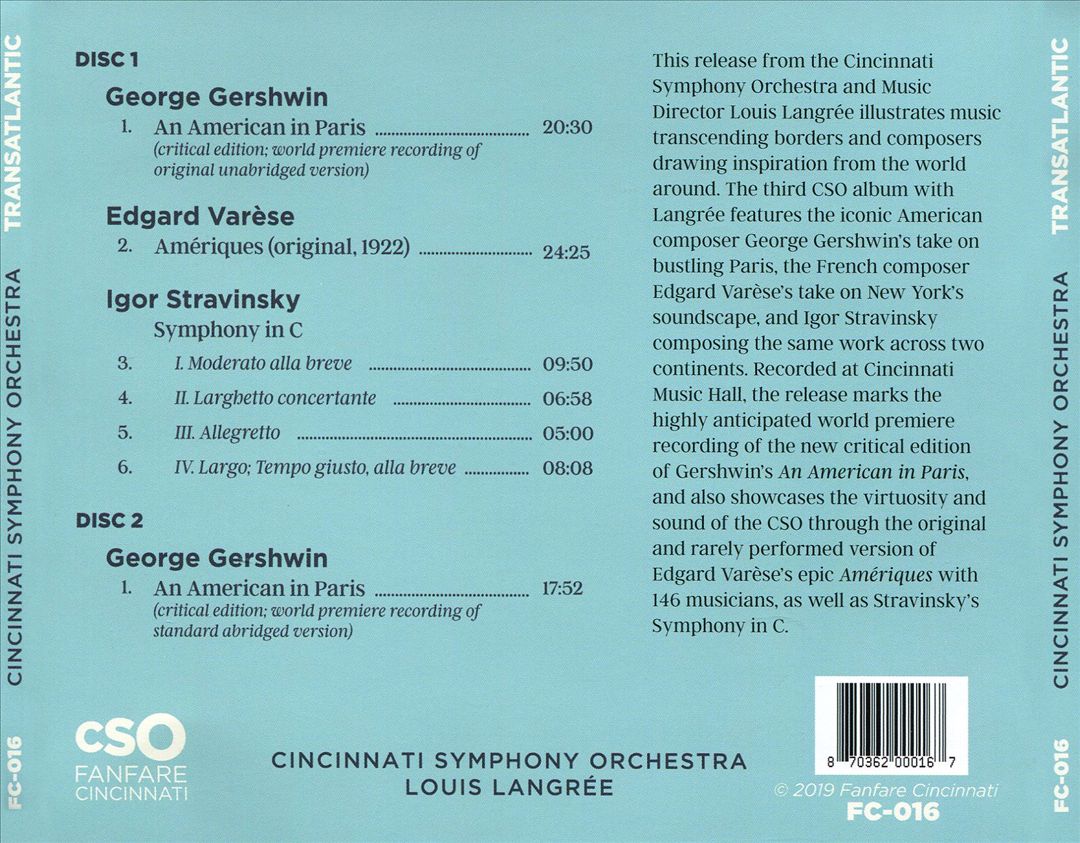 Transatlantic: Gershwin, Varèse, Stravinsky cover art