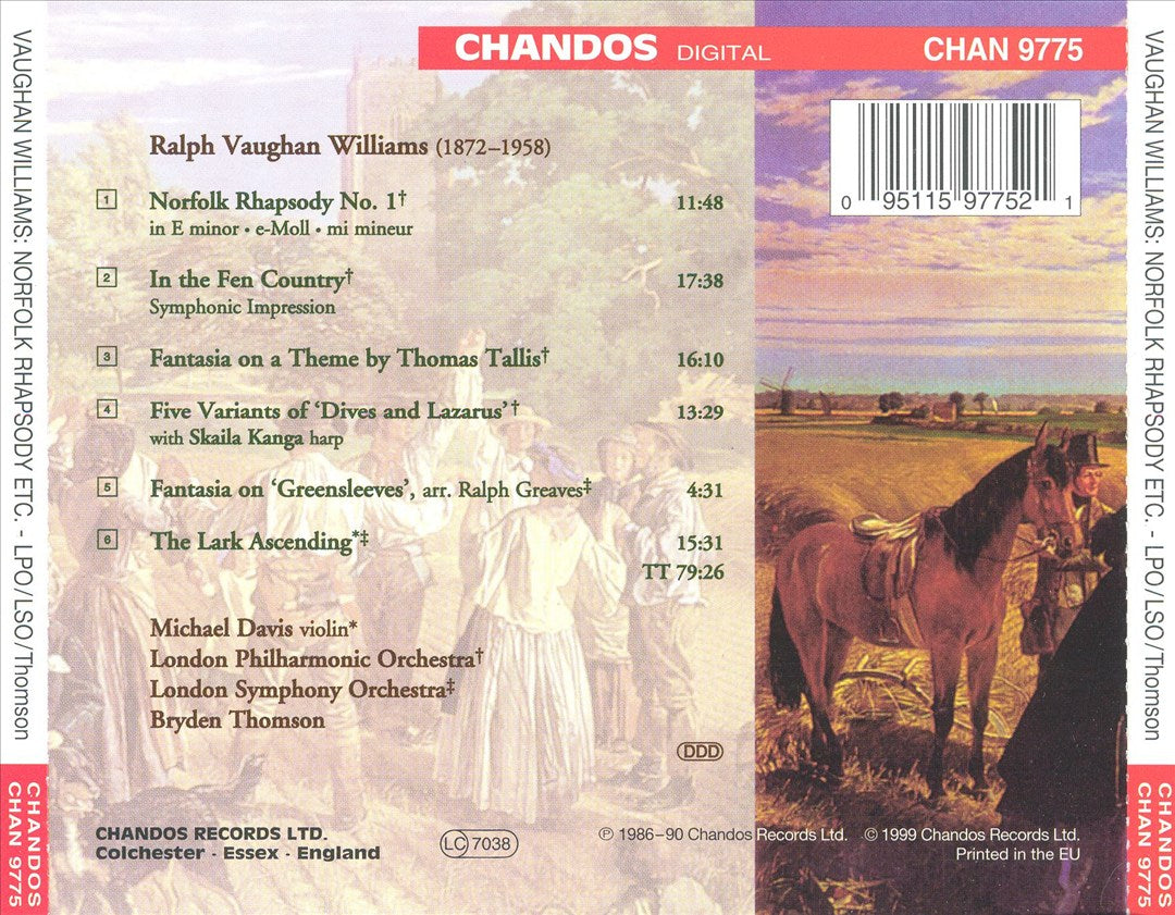 Ralph Vaughan Williams: Norfolk Rhapsody No. 1; In the Fen Country; Fantasia on a Theme by Thomas Tallis; etc. cover art