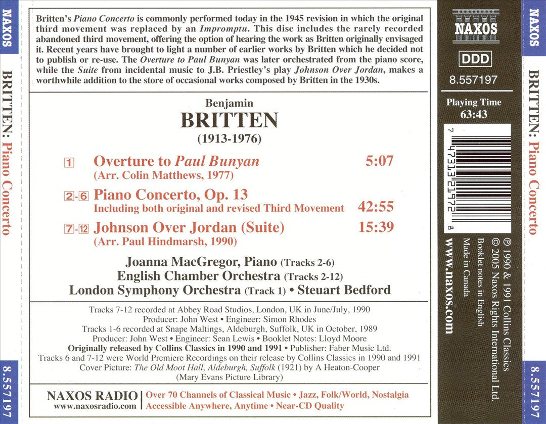 Britten: Piano Concerto; Johnson Over Jordan (Suite) cover art
