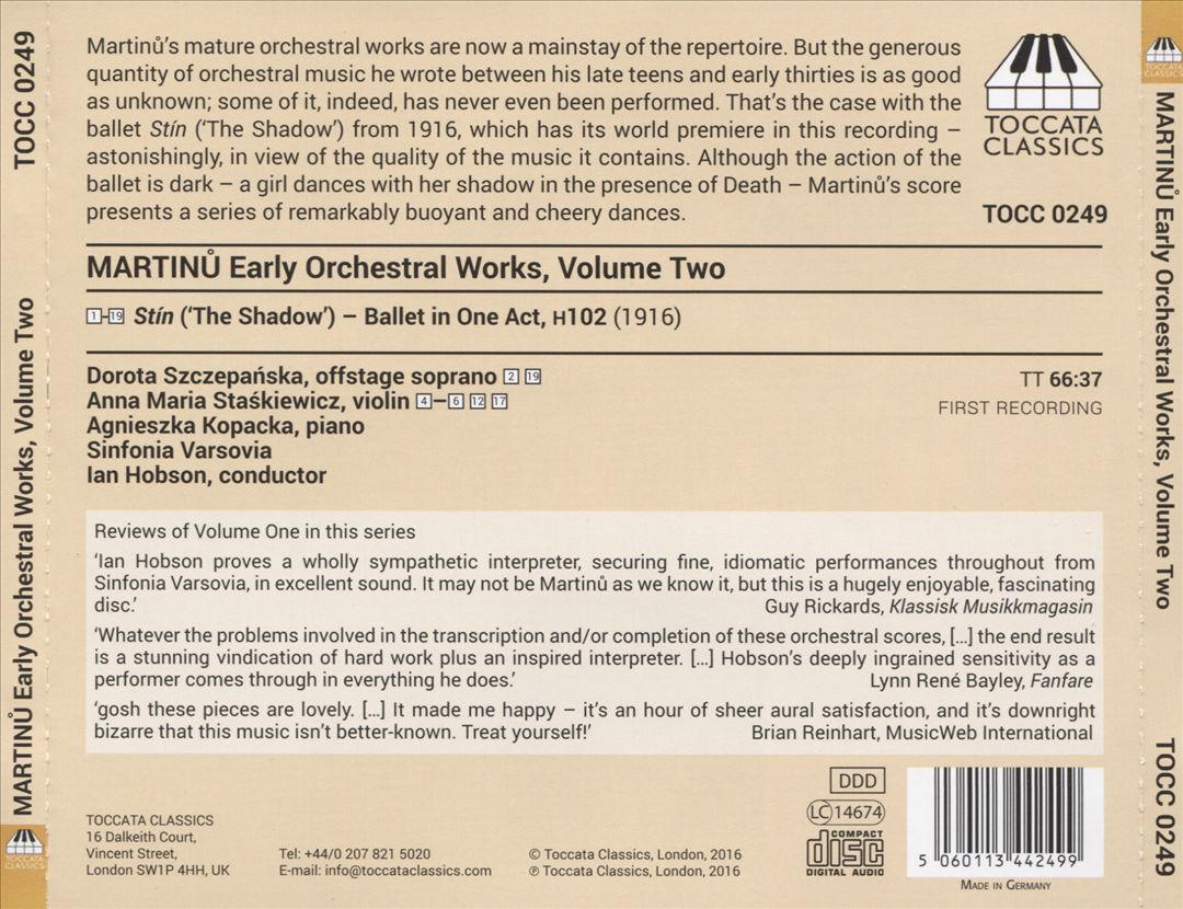 Bohuslav Martinů: Early Orchestral Works, Vol. 2 cover art