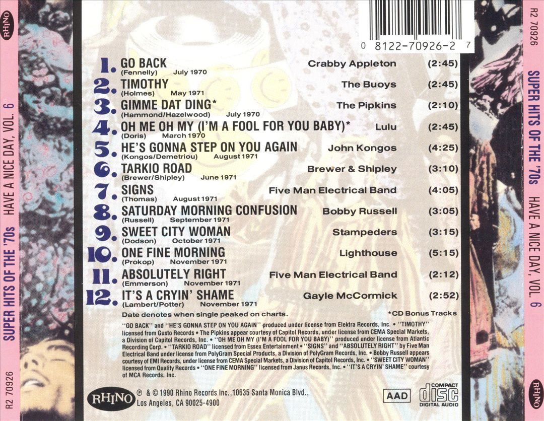 Super Hits of the '70s: Have a Nice Day, Vol. 6 cover art