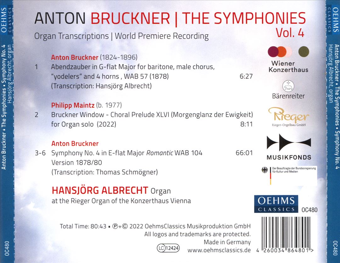 Anton Bruckner: The Symphonies - Organ Transcriptions, Vol. 4 cover art