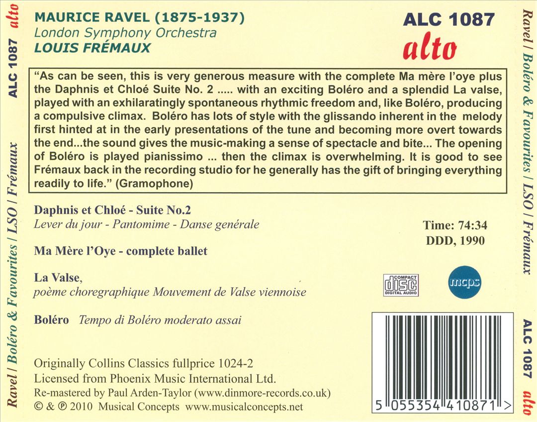 Ravel: Boléro; Daphnis et Chloé; Ma Mère l'Oye; La Valse cover art
