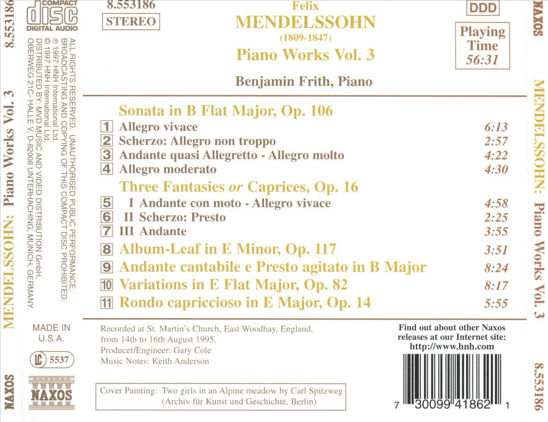 Mendelssohn: Piano Works, Vol. 3 cover art