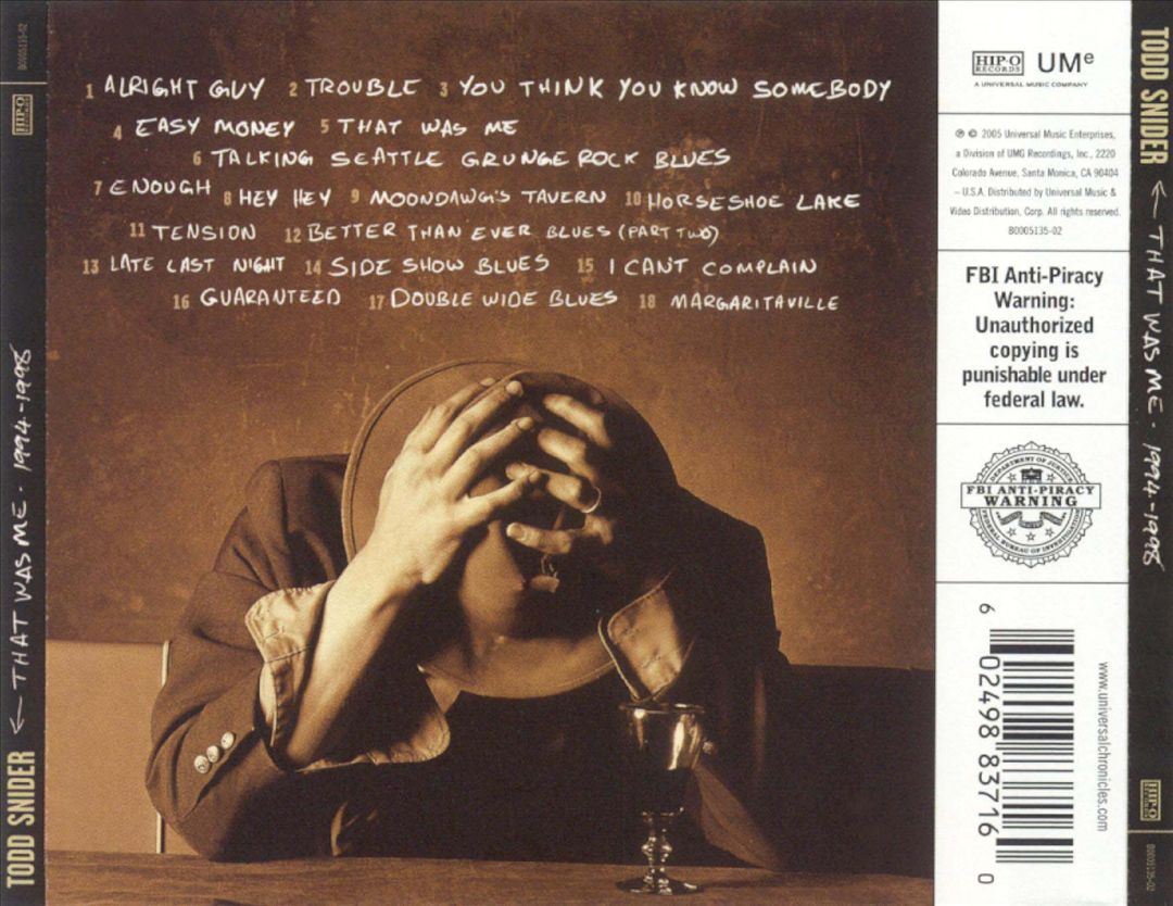 That Was Me: The Best of Todd Snider 1994-1998 cover art