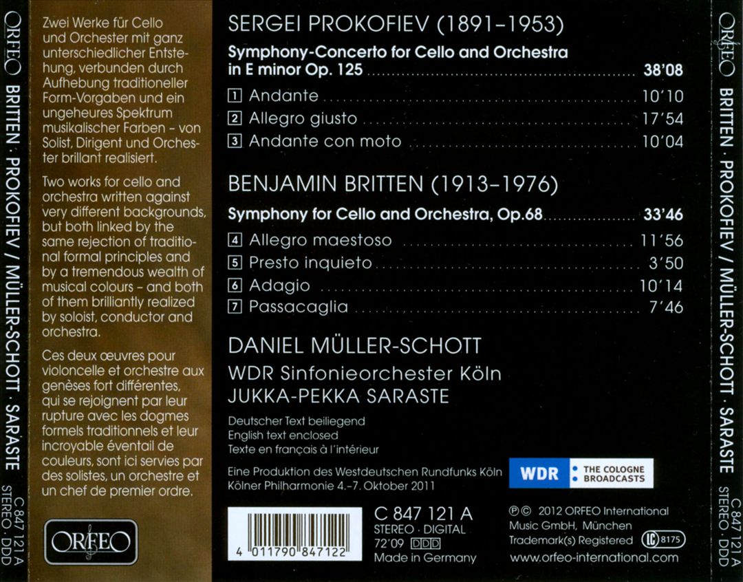 Prokofiev, Britten: The Cello Symphonies cover art