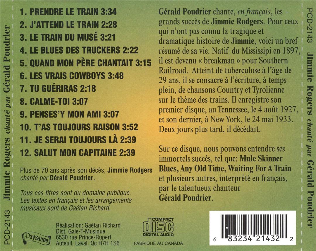Jimmie Rogers Chante Par Gérald Poudrier cover art